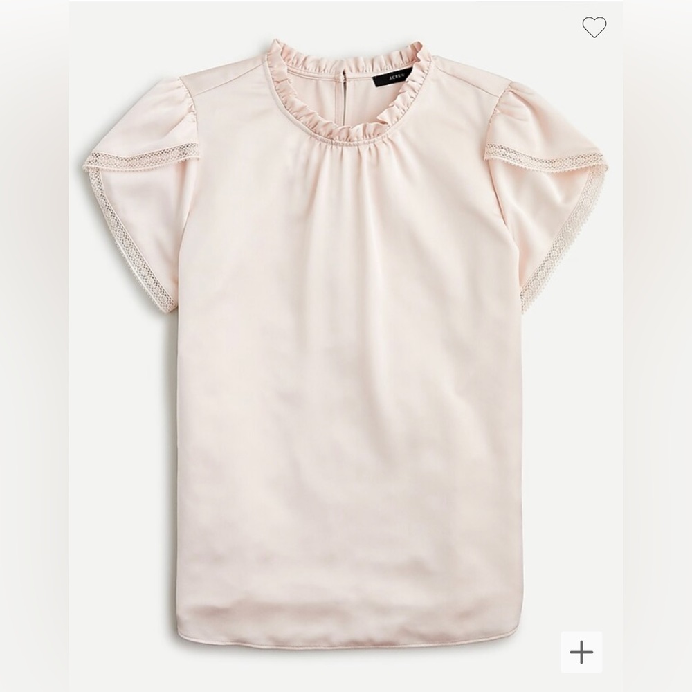 NWT J Crew Tulip Sleeve Ruffle Neck Top Dune Medium